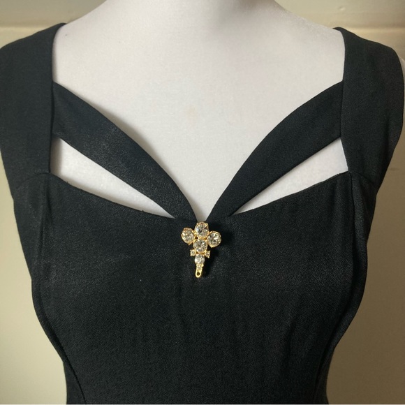 Jessica McClintock Vintage Black Strappy Cocktail Dress size 5/6 - Picture 3 of 6